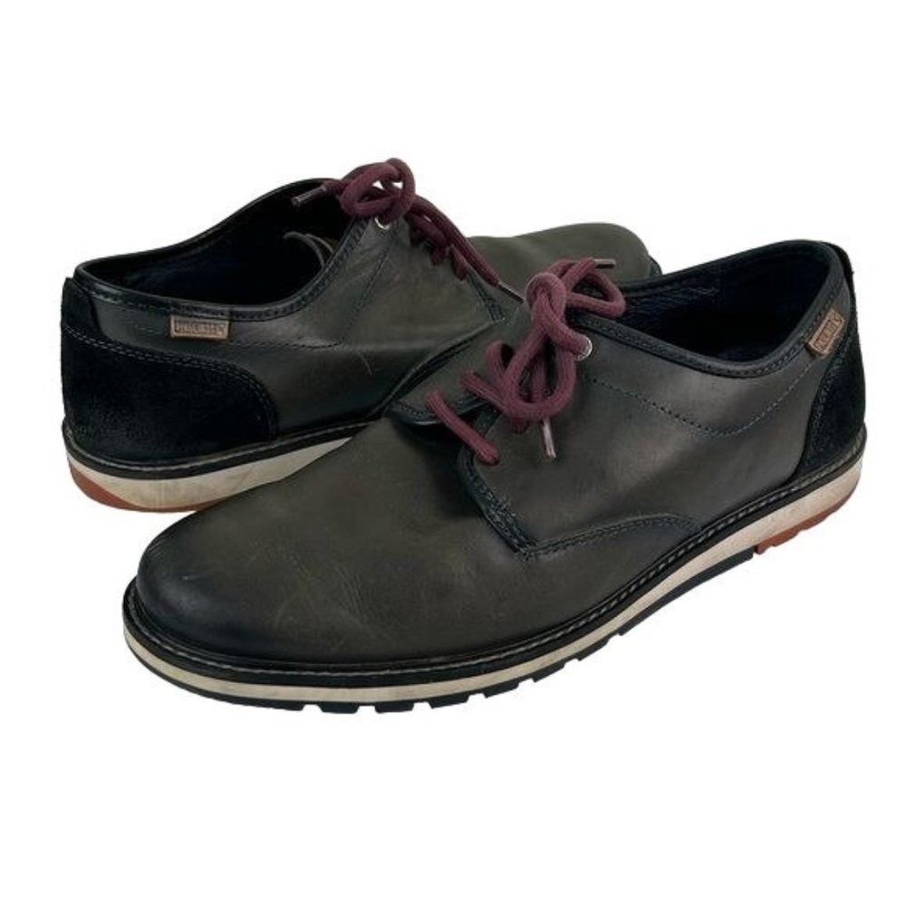 Pikolinos Men’s Black & Gray Oxfords Leather Casual Shoes Sz 44 (US 10 - 10.5)
